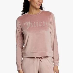 Juicy Couture Lounge Sleepwear Velvet Fleece Long Sleeve Pullover Top